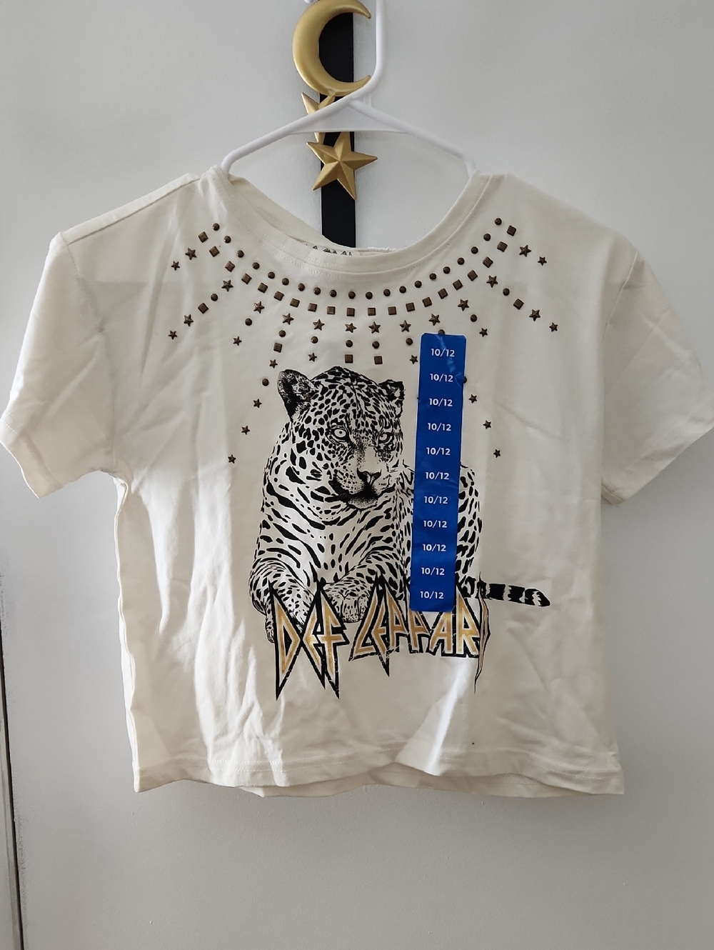 Def Leopard Graphic Short Sleeve Tee in Cream